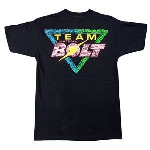 Vintage Team Lightning Bolt T-Shirt 1980s Neon Black Large Surfer Surfboard